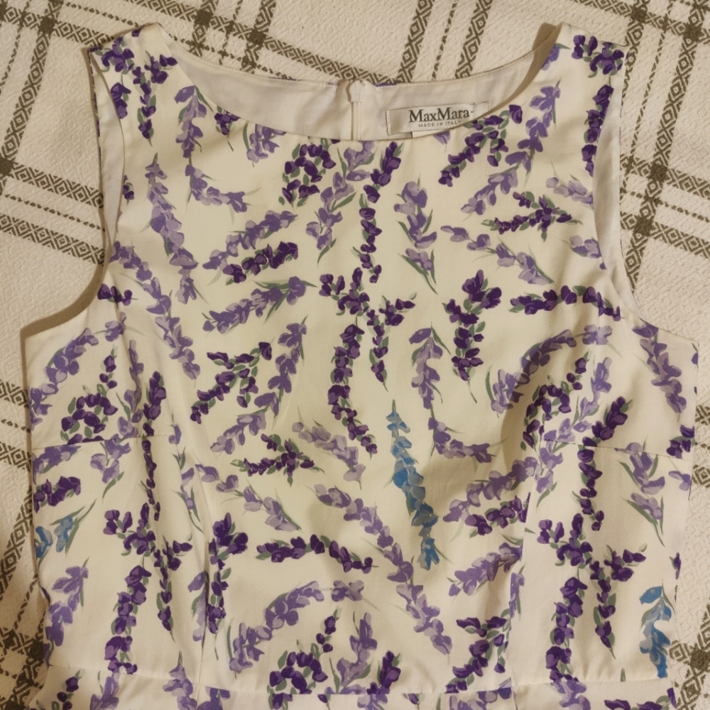 MaxMara Cotton Poplin Floral Print Dress - Size 8 - Picture 11 of 12